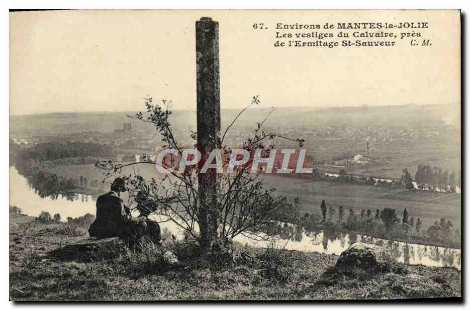 CPA Enviorns de Mantes la Jolie Les vestiges du calvaire pres de l'ermitage St Sauveur 