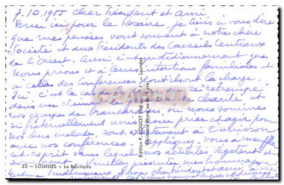 CPM Lourdes La Basilique — Verso