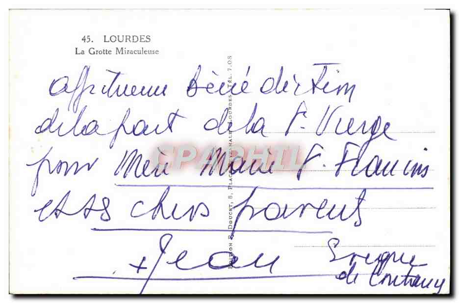 CPM Lourdes La Grotte Miraculeuse  — Verso