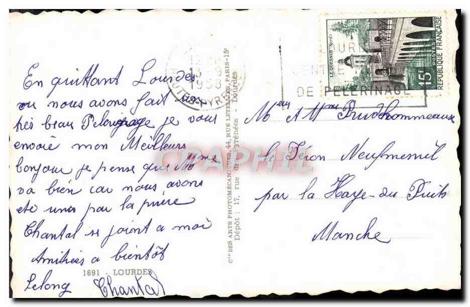 CPM Souvenir de Lourdes  — Verso