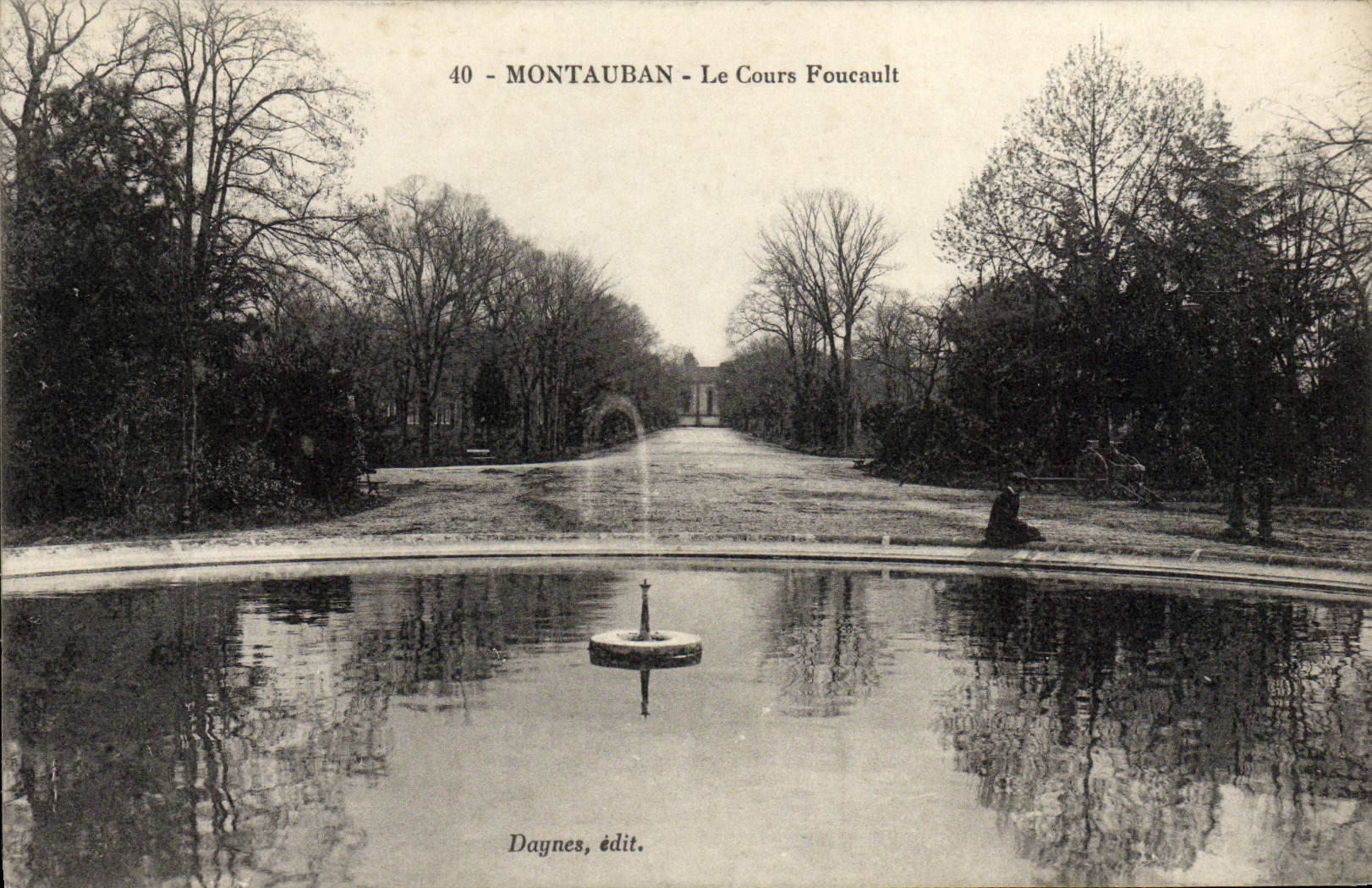 Montauban - Le Cours Foucault — vue du bassin et de l'allée — Daynes, édit.