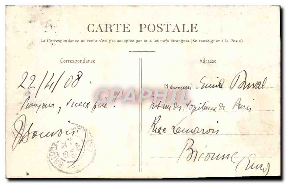 CPA Paris Hopital Broussais Vue Generale — Rückseite