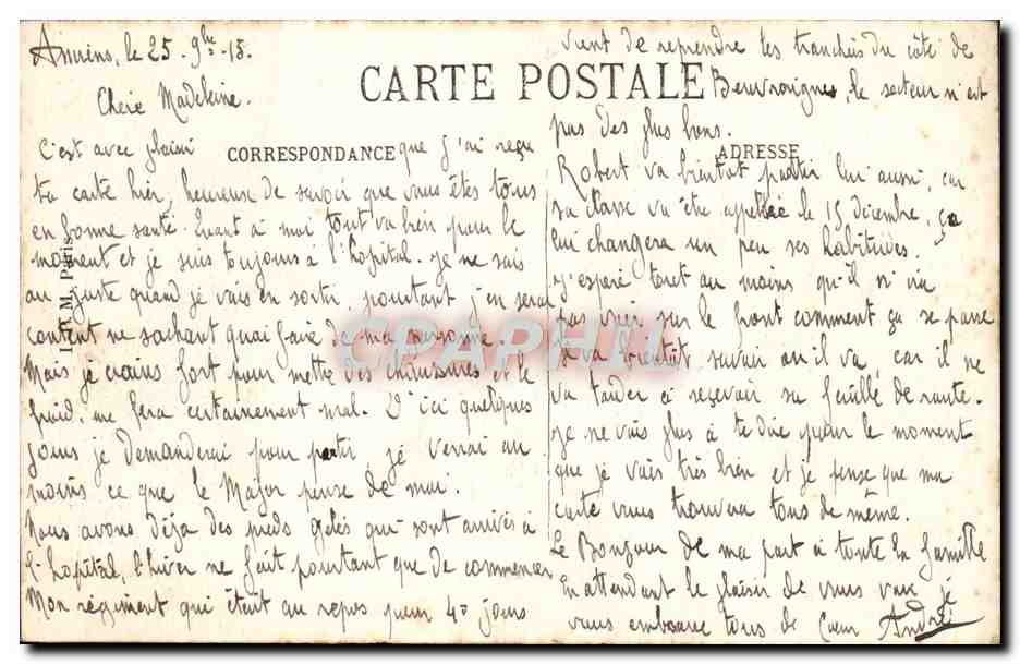 CPA Amiens Boulevard De Belfort Et Statue De Rene Goblet — Back