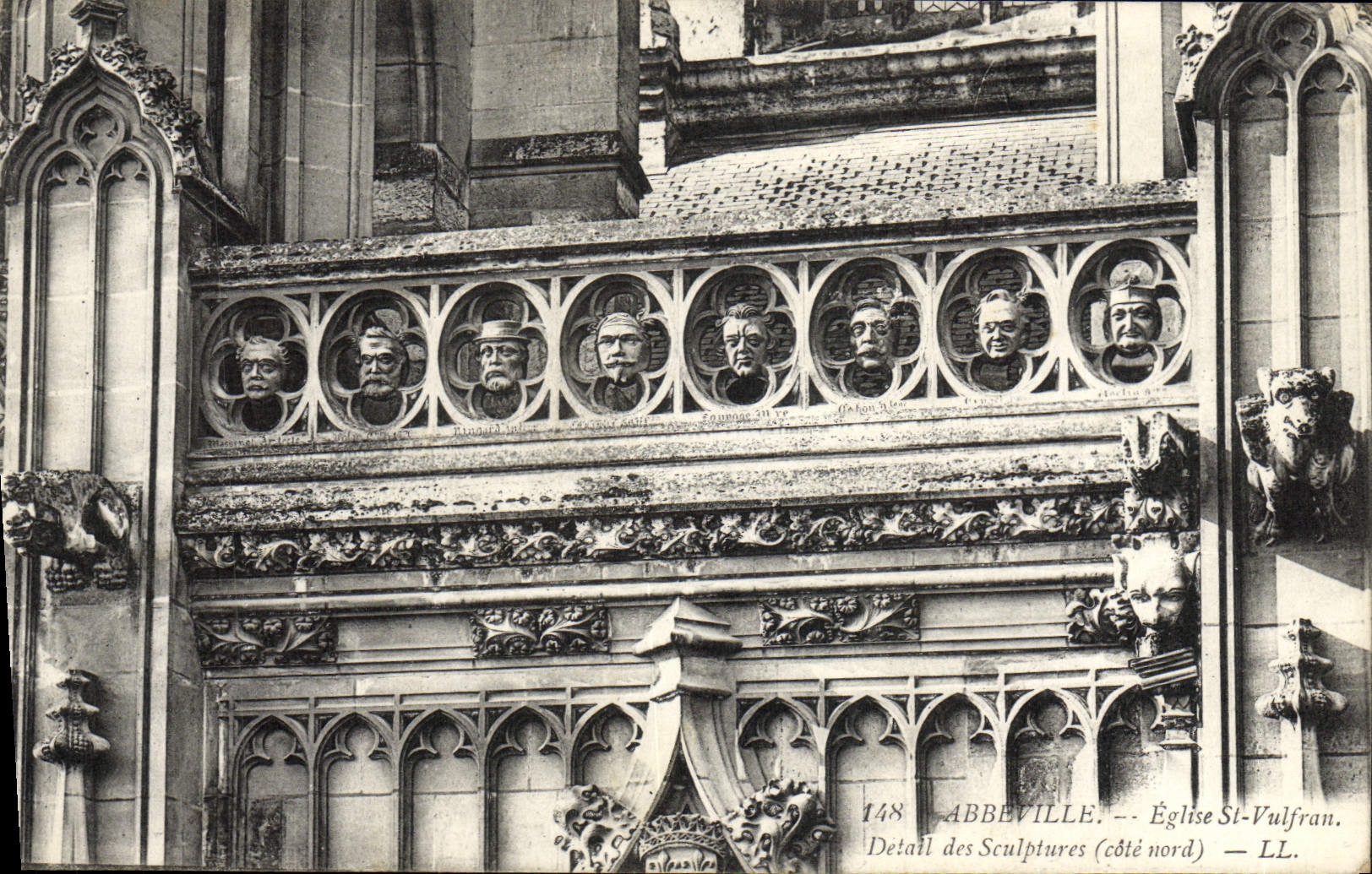 Abbeville — Détail des sculptures (côté nord) — Église St-Vulfran — LL. n°148