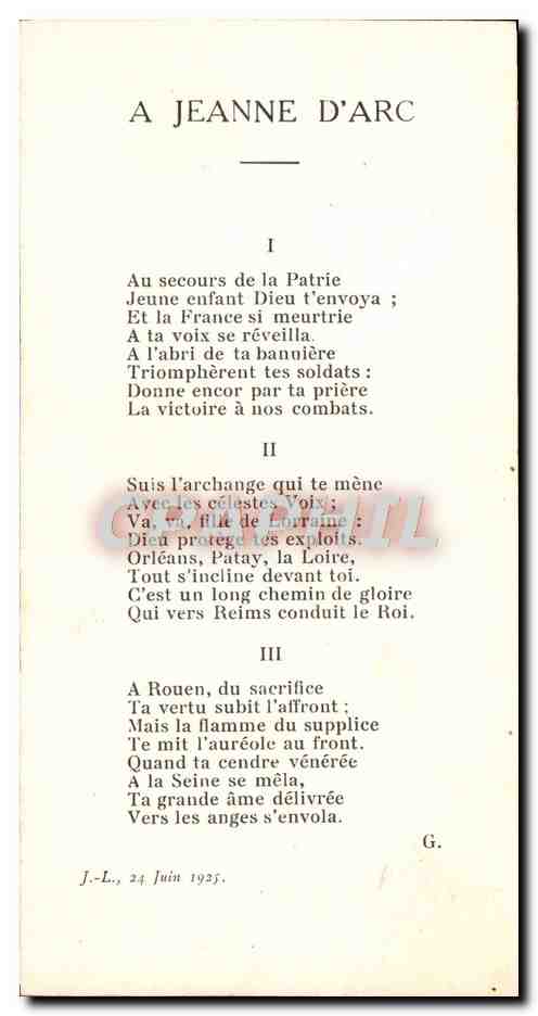 CPA Sainte Jeanne D'Arc — Rückseite