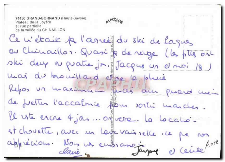 Plateau de la Joyère — vue partielle du Chinailhon — éditeur Alpcolor — Achterkant
