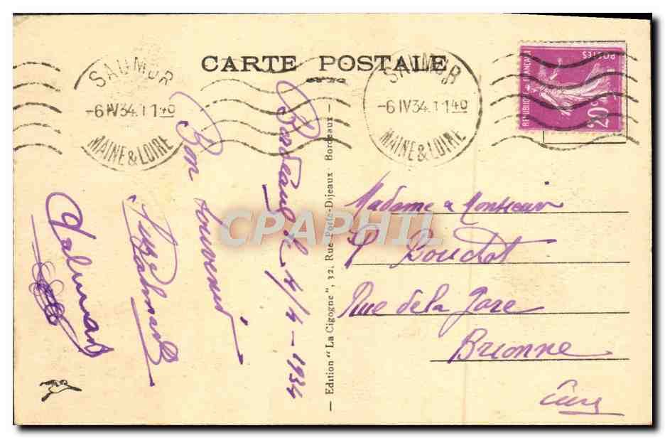 CPA Bordeaux Le Pont Sur La Garonne — Verso