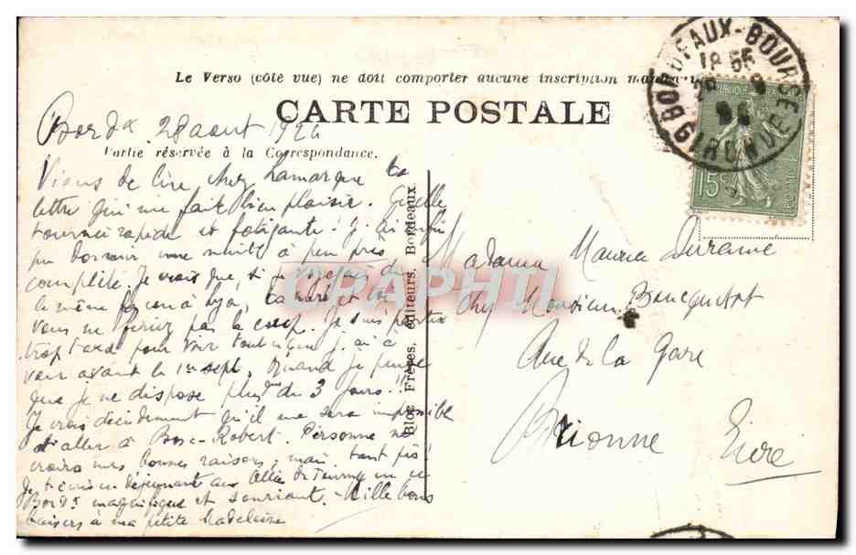 Bordeaux — Les Allées de Tourny — éditeur BR n°65 — Rückseite