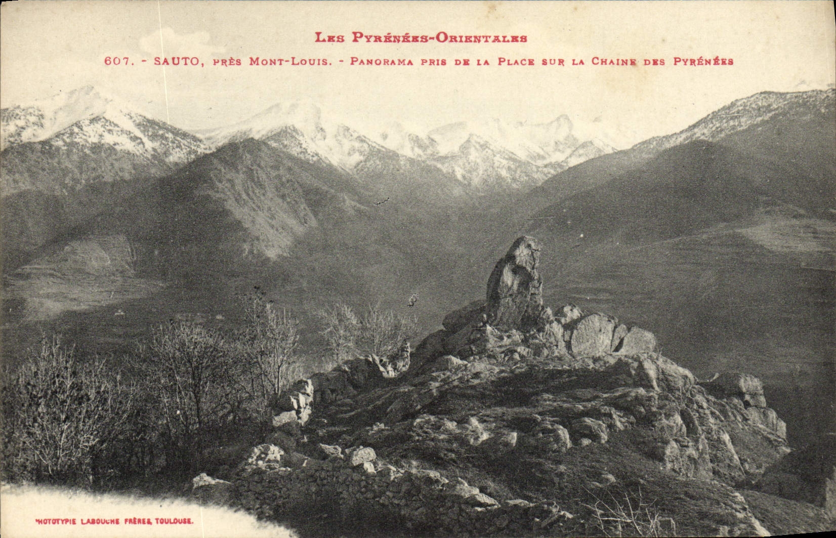 CPA Sauto Mont Louis Panorama De La Place Sur La Chaine Pyreenees