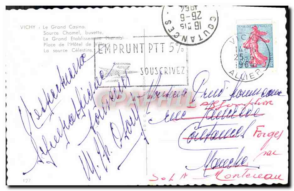 CPM Vichy Le grand casino Source Chomel Buvette  — Verso