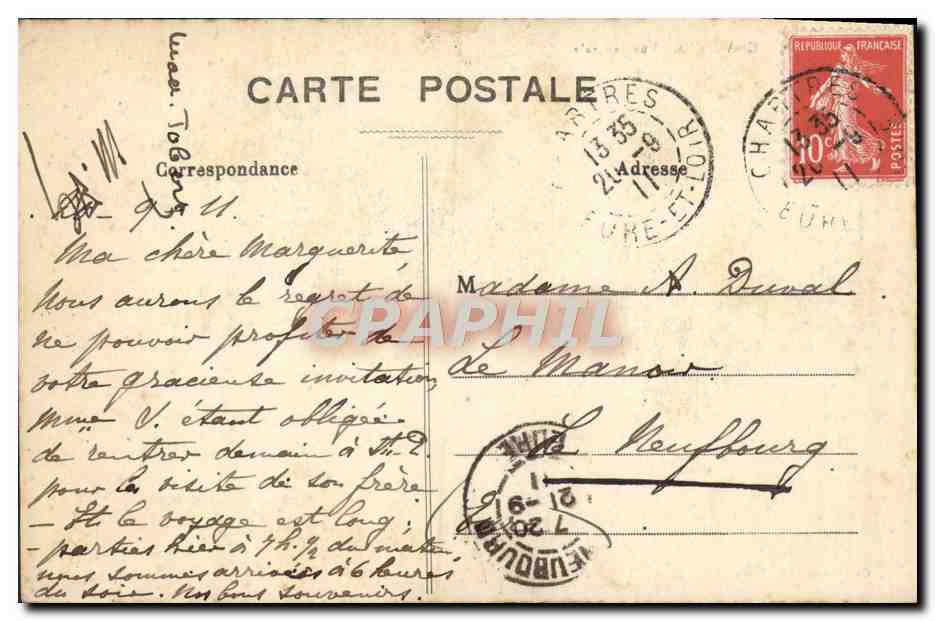 CPA Chartres Vue Generale — Rückseite