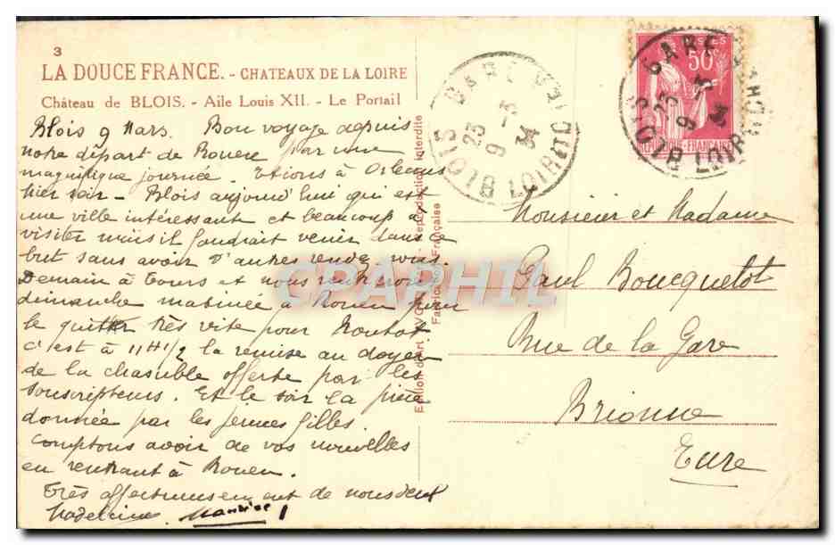 Château de Blois — Aile Louis XII — Le Portail — Édition La Douce France — Achterkant