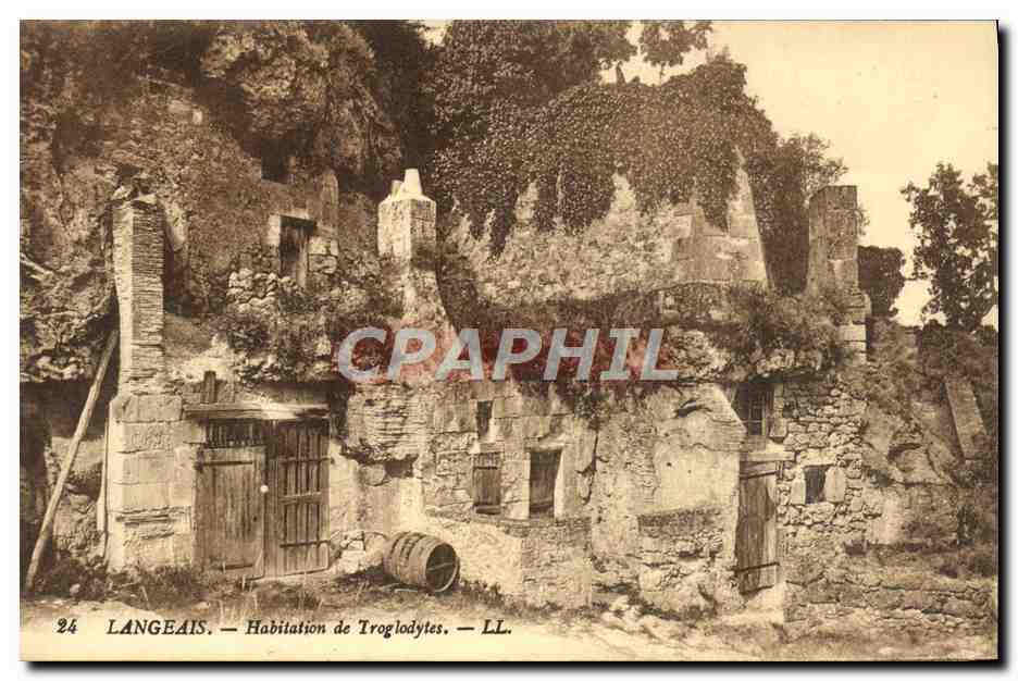 CPA Langeais Habitation De Troglodytes
