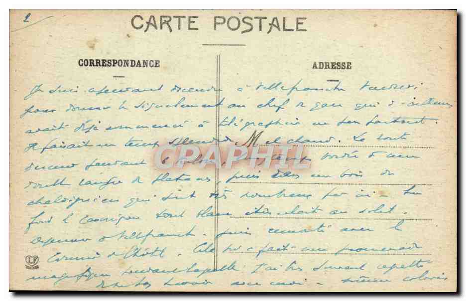 CPA Vernet Les Bains Le Grand Hotel du Portugal — Rückseite
