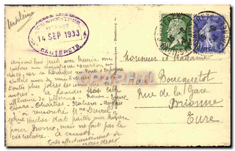Le Pont d'Espagne et le Pic de Peyerelance — Environ de Cauterets — LL — Verso