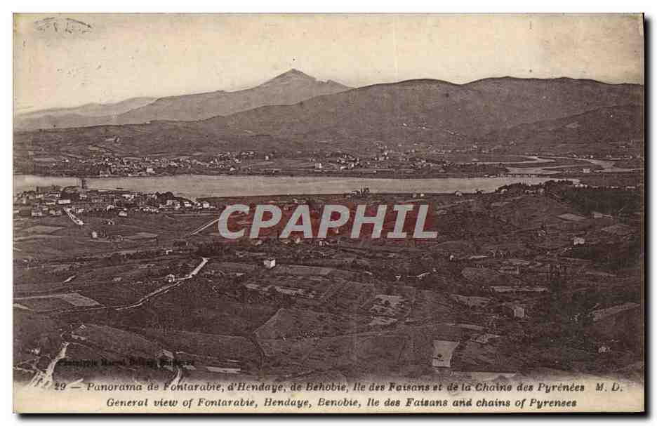Fontarabie, Hendaye, Behobie, Île des Faisans et chaîne des Pyrénées — M.D. — n°49