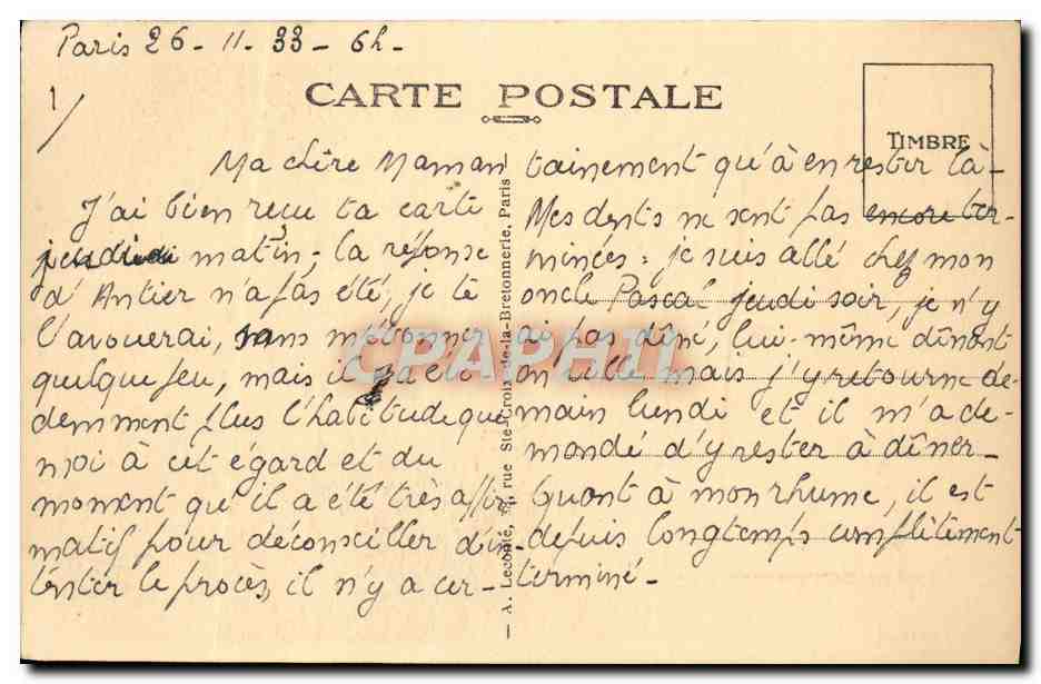 CPA Paris Le Val De Grace — Rückseite