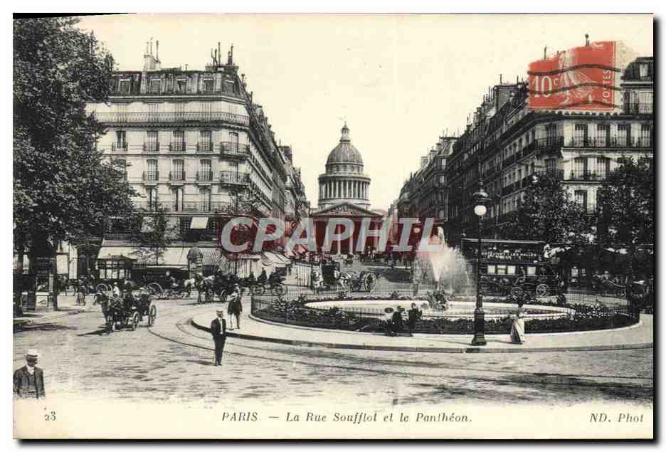 CPA Paris La Rue Soufflot et le Pantheon