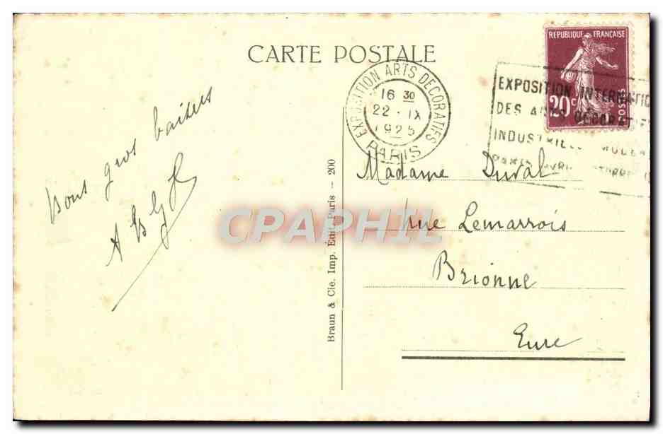 CPA Paris Exposition Internationale des Arts Decoratifs 1925 Esplanade des Invalides Vue prise de la Manufacture Sevres — Verso