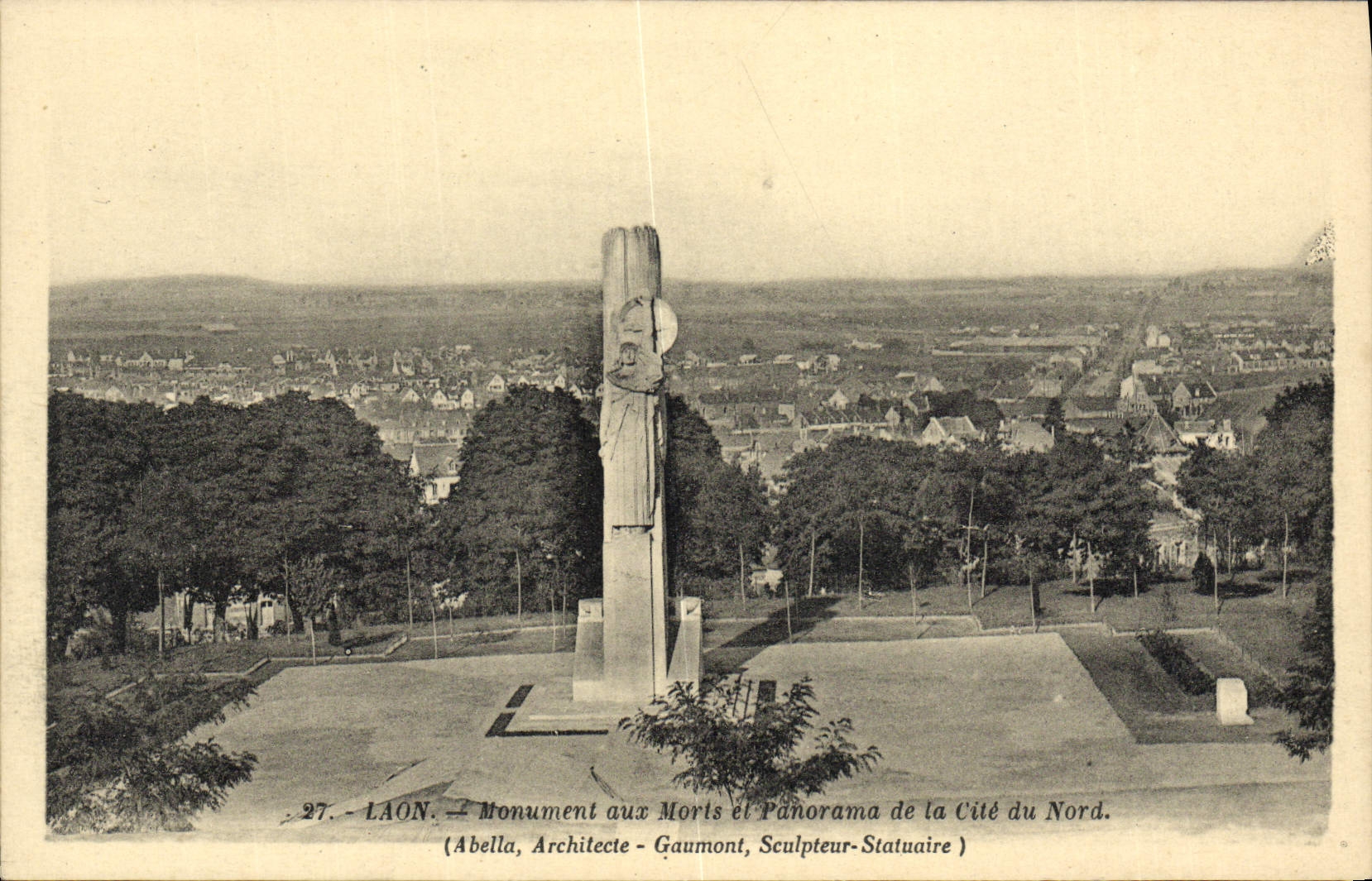 Laon - Monument aux Morts et Panorama de la Cité du Nord — Abella, Architecte - Gaumont, Sculpteur-Statuaire