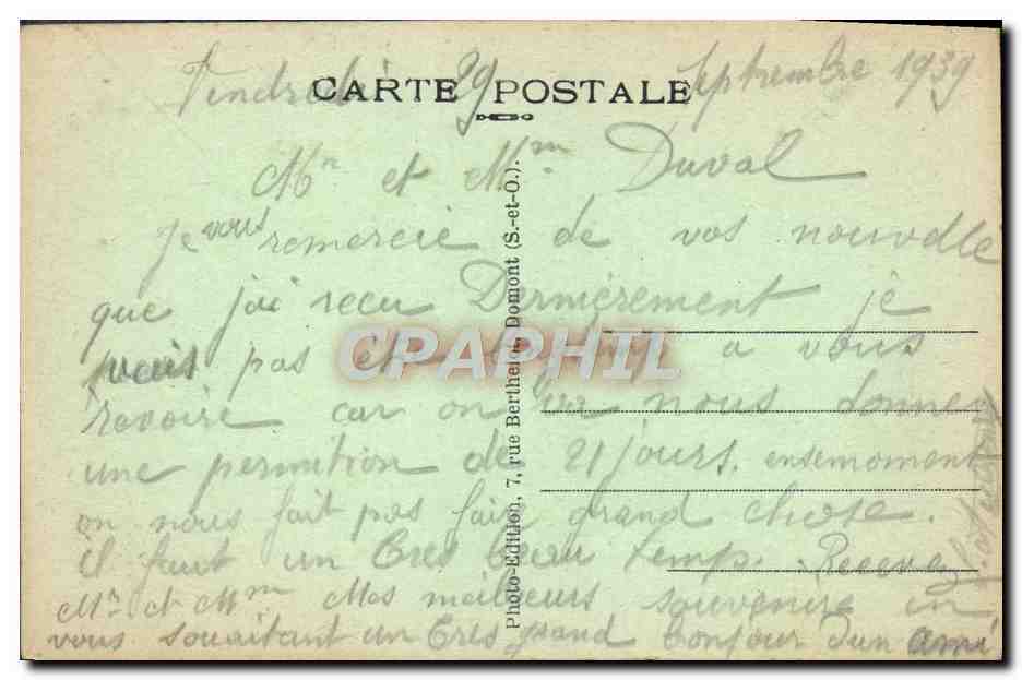 CPA Trie Chateau L'Eglise Le Portail — Back
