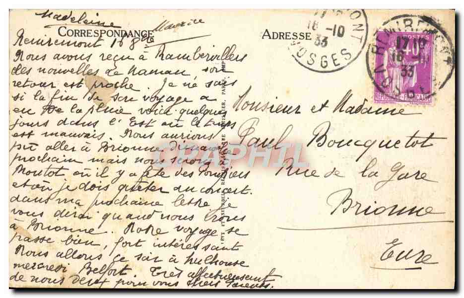 CPA Remiremont Les Arcades — Rückseite