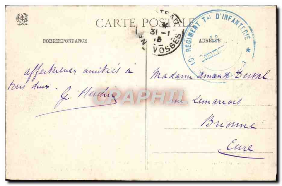 CPA Domremy La Meuse et son arriere plan la basilique de Bois Chenu — Verso