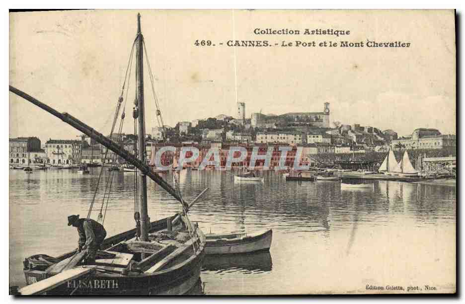 CANNES - Le Port et le Mont Chevalier — Collection Artistique n°469 — Édition Glietta, phot. Nice - Recto