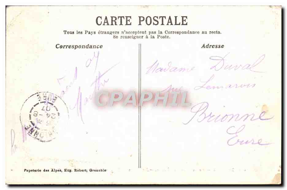 CPA Dauphine de la Mure a Vizille Les lacs Laffrey et l'Obiou — Rückseite