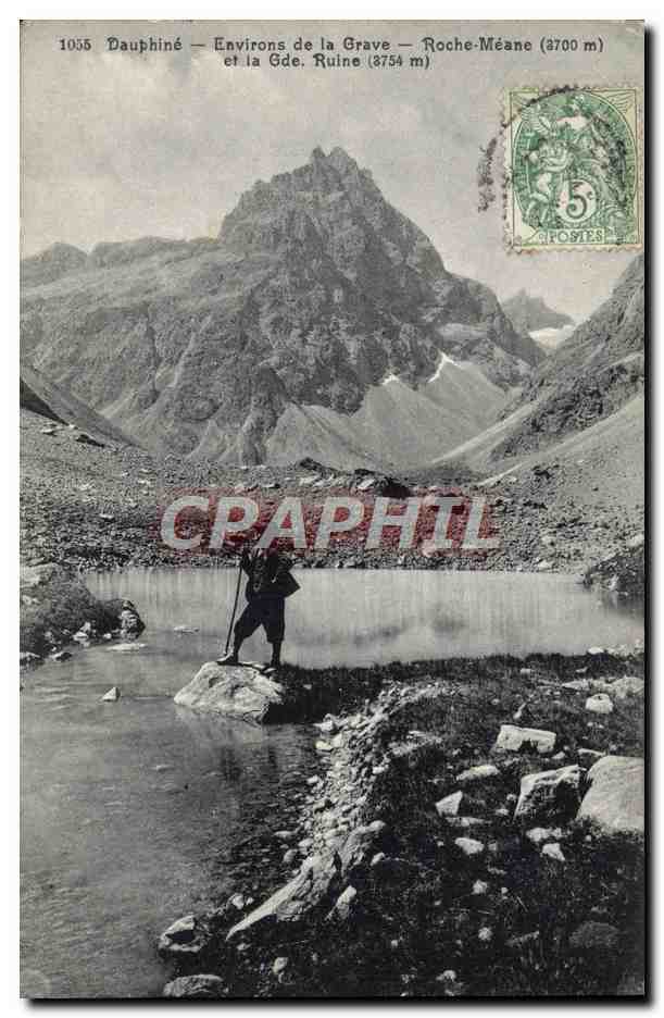 Dauphiné — Environs de la Grave — Roche-Méane (3700 m) et la Gde Ruine (3754 m) — Papeterie des Alpes, Eug. Robert, Grenoble