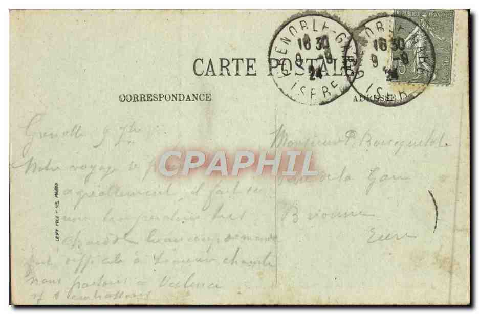 Grenoble — Place Notre-Dame — Monument du Centenaire — CPAPHIL — Rückseite