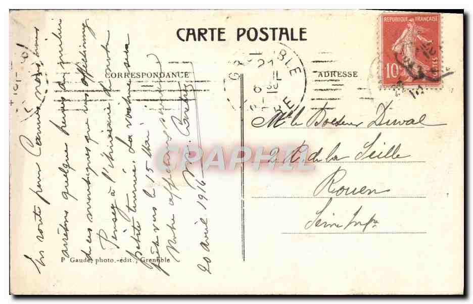 CPA Grenoble Vue Generale et la Chaine des Alpes — Rückseite