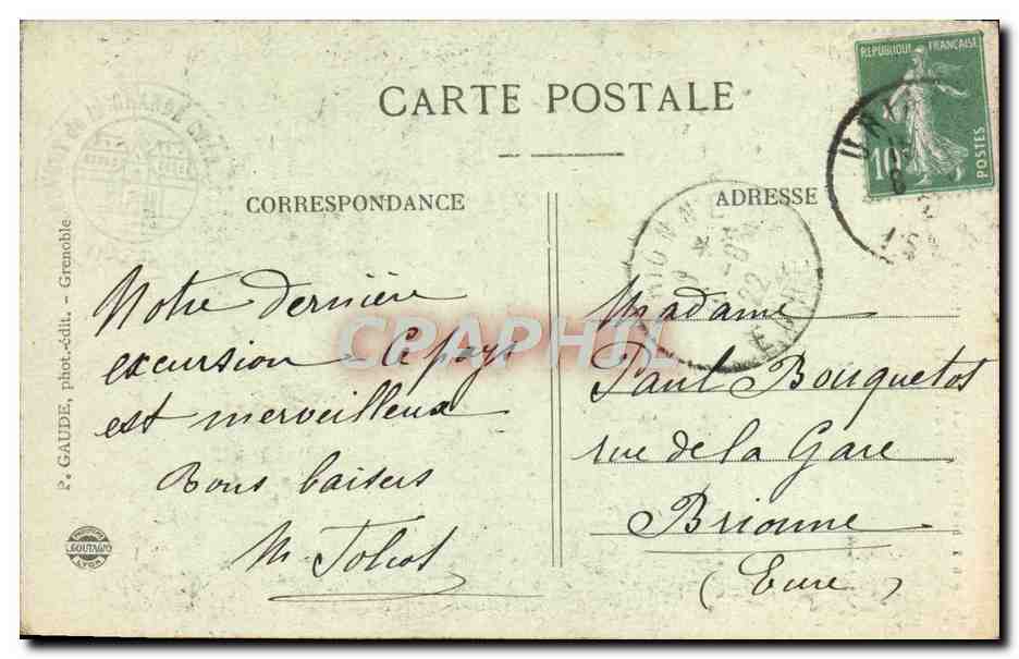 Dauphiné - Grande Chartreuse - Entrée du Désert — P. GAUDE, phot.-édit., Grenoble — Rückseite
