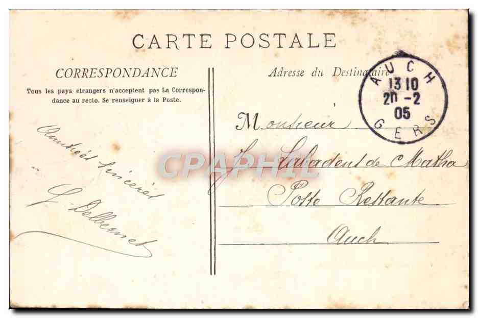CPA Marseille Le Palais Longchamp — Back