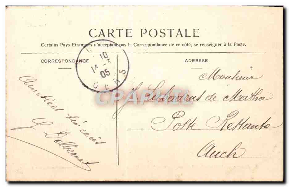 CPA Roanne Jardins et Hotel Gaune Cours de la Republique — Rückseite