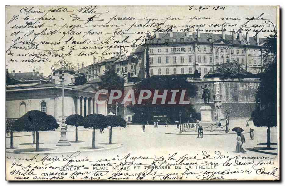 CPA Geneve Plage Neuve Et Terrasse De La Treille