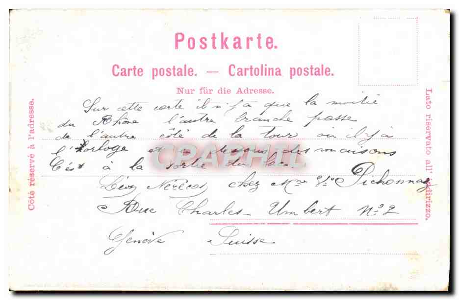 CPA Geneve Tour de L'Ile — Verso