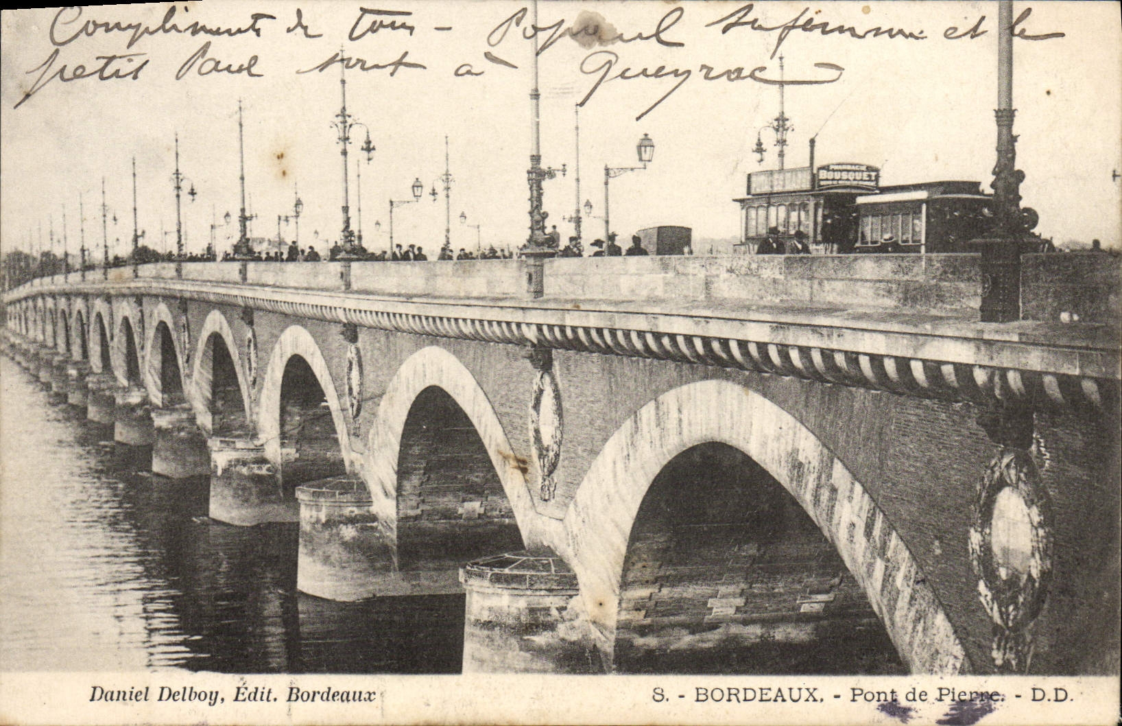 CPA Bordeaux Pont de Pierre Tramway