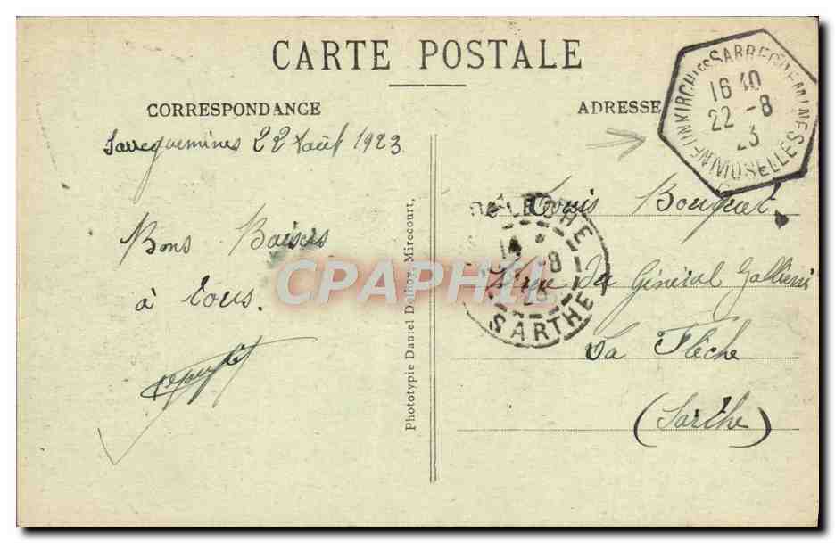 CPA Sarreguemines Caserne Commandant Didier Jean Militaria — Back
