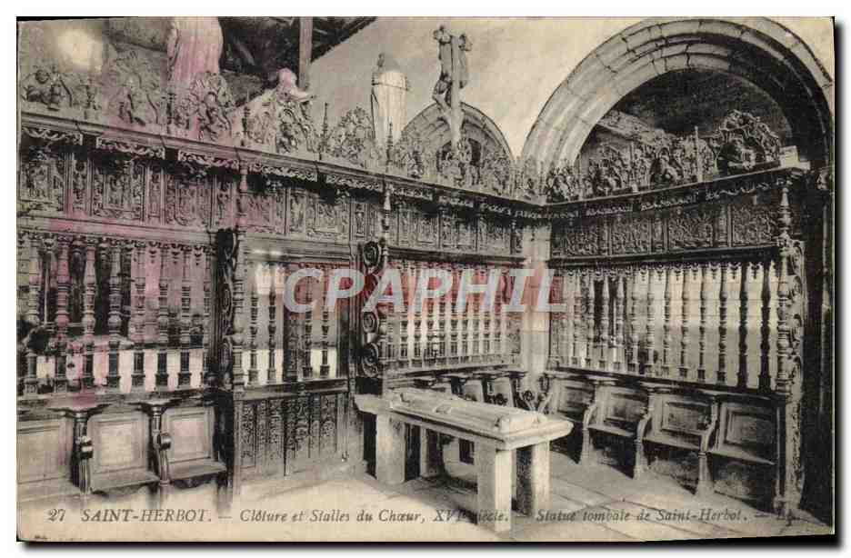 CPA Saint Herbot Cloture et Stailes du Choeur