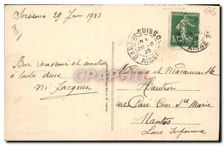 Soissons — La Rue de la Buerie — Éditeur non identifié, n° de série non visible — Reverso