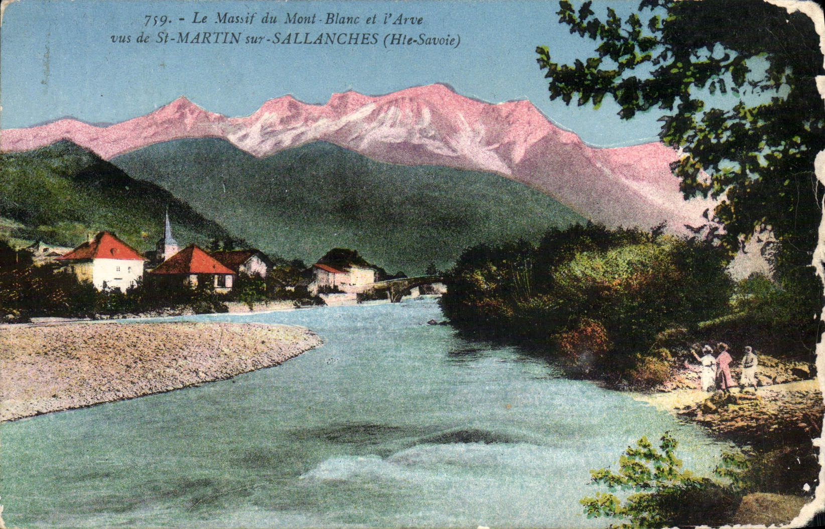 CPA St Martin sur Sallanches Le massif du Mont Blanc et l'Arve
