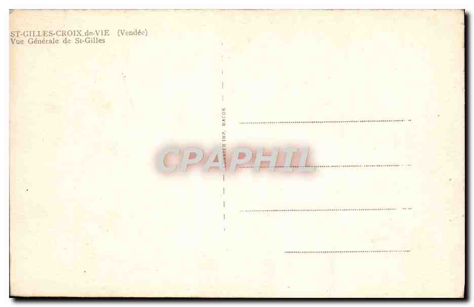 CPA St Cilles Croix de Vie Vue Generale de St Gilles — Verso