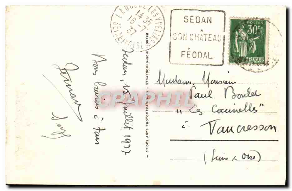 CPA Sedan Entree du Chateau Fort — Rückseite