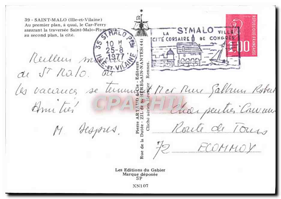 Saint-Malo (Ille-et-Vilaine) — vue du port et de la cité — Éditions Artaud & Cie — Verso
