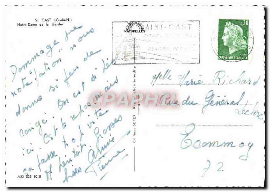 Saint-Cast-la-Ferrière — vue de la plage et du port — Éditions SODFER — Verso