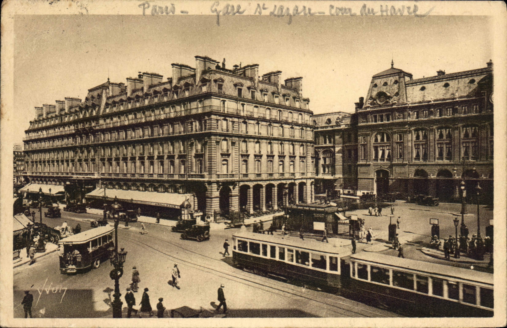 CPA Paris Gare Saint Lazare Cour du Havre Tramway