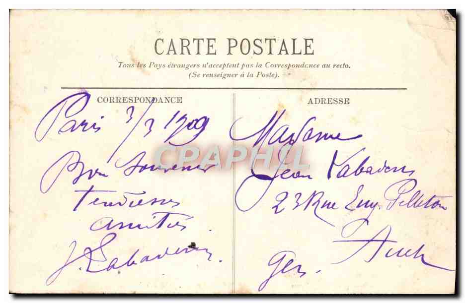 CPA Paris Le Boulevard Saint Denis — Verso