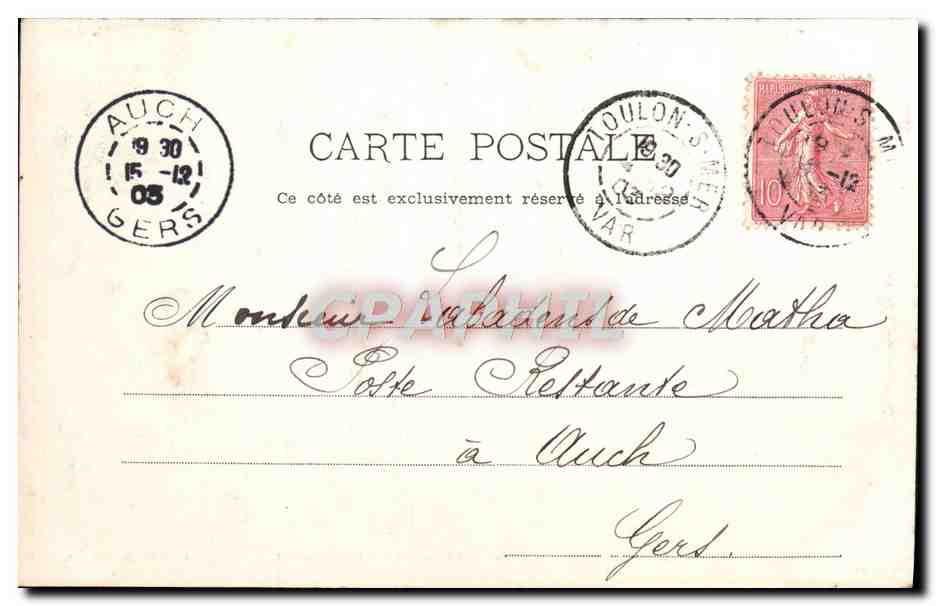 Toulon — La Place d'Armes et la Préfecture Maritime — G. Dellerneet — Verso