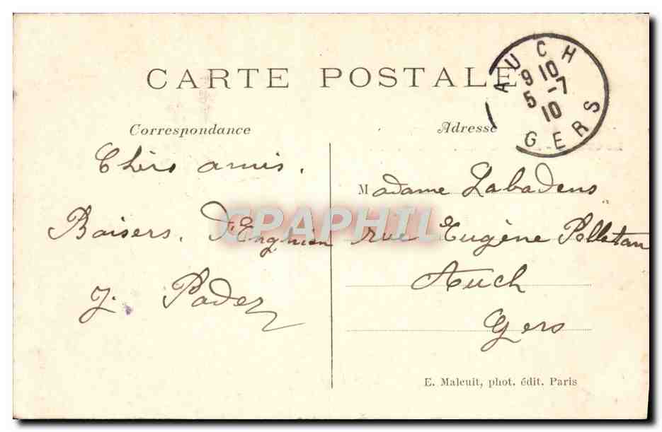 Enghien-les-Bains (S.-et-O.) — Régates sur le Lac — E. M. — Verso